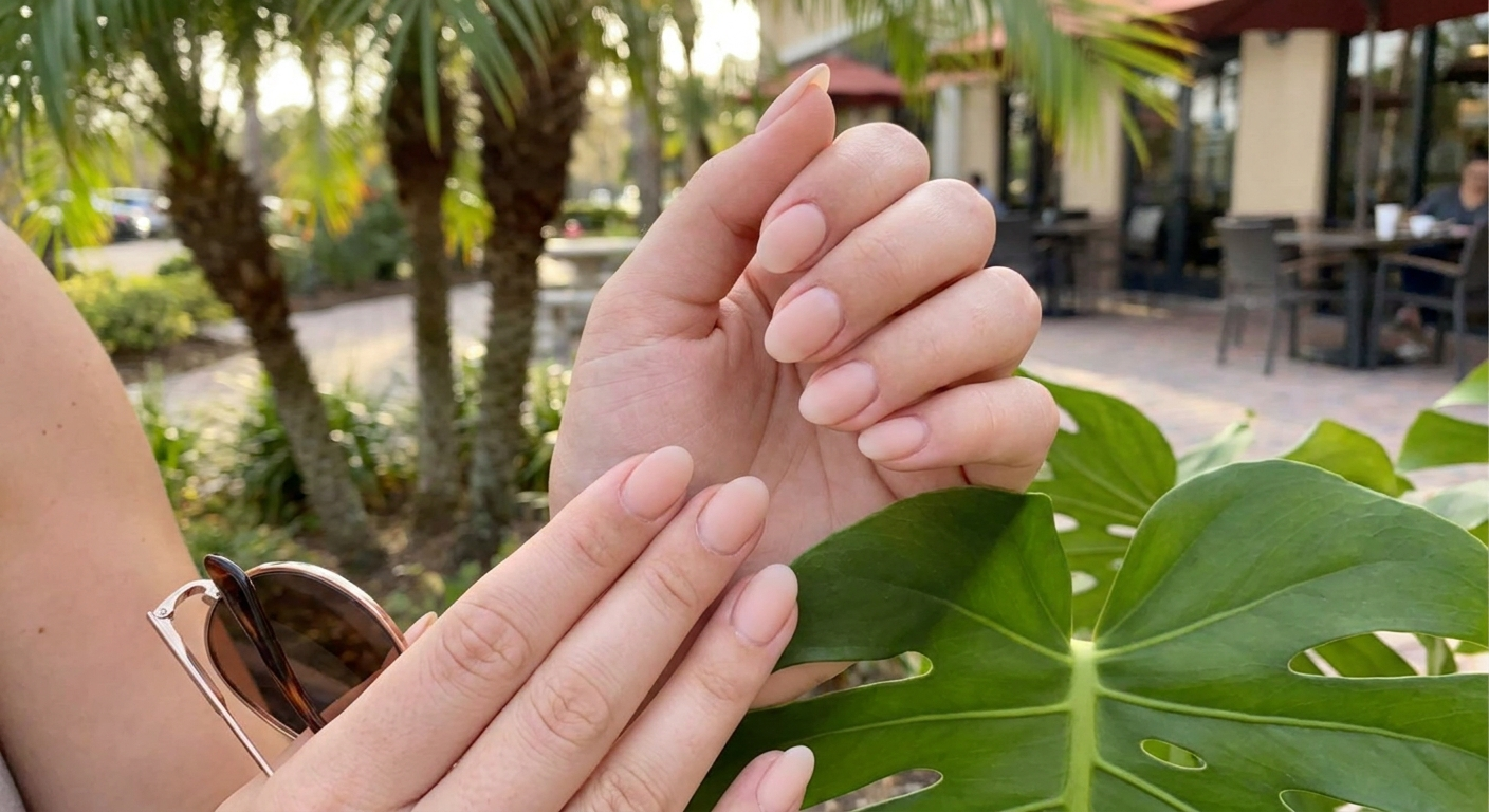 Natural looking acrylic nails in Kissimmee salon